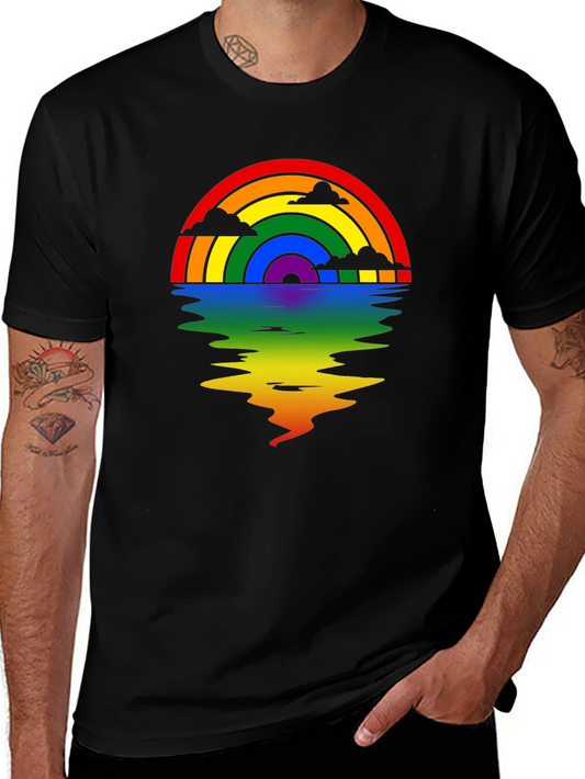Rainbow Reflection Graphic Tee - Black