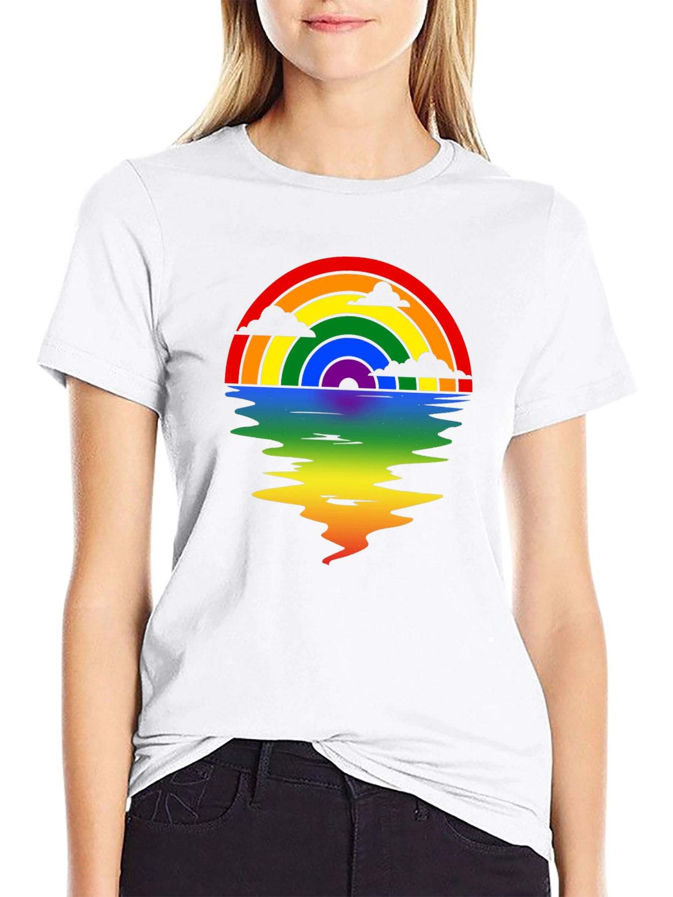 Rainbow Reflection Graphic Tee - Black