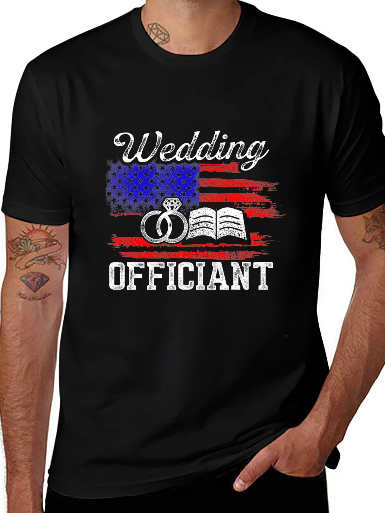 Wedding Officiant American Flag Graphic Tee