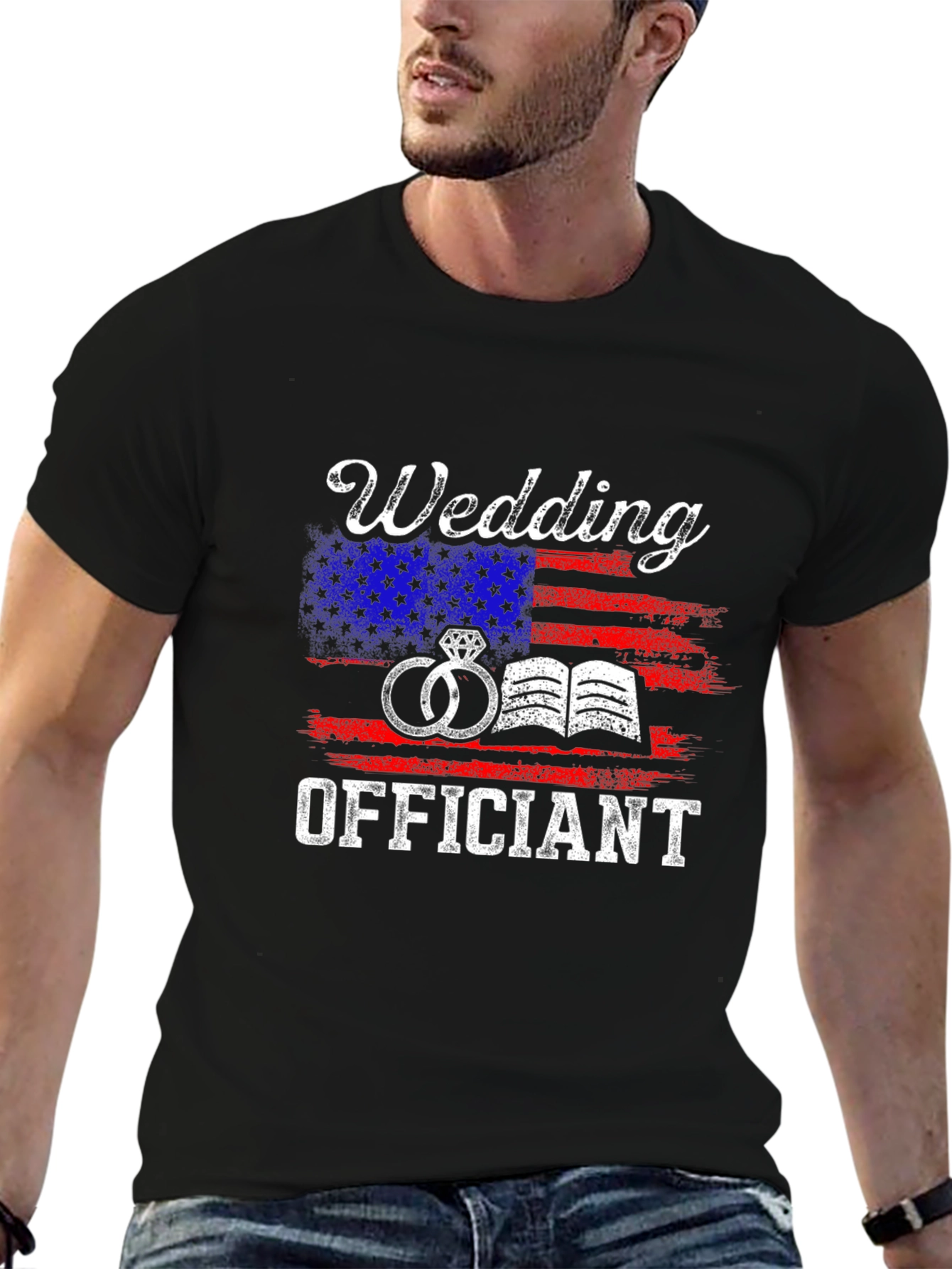 Wedding Officiant American Flag Graphic Tee