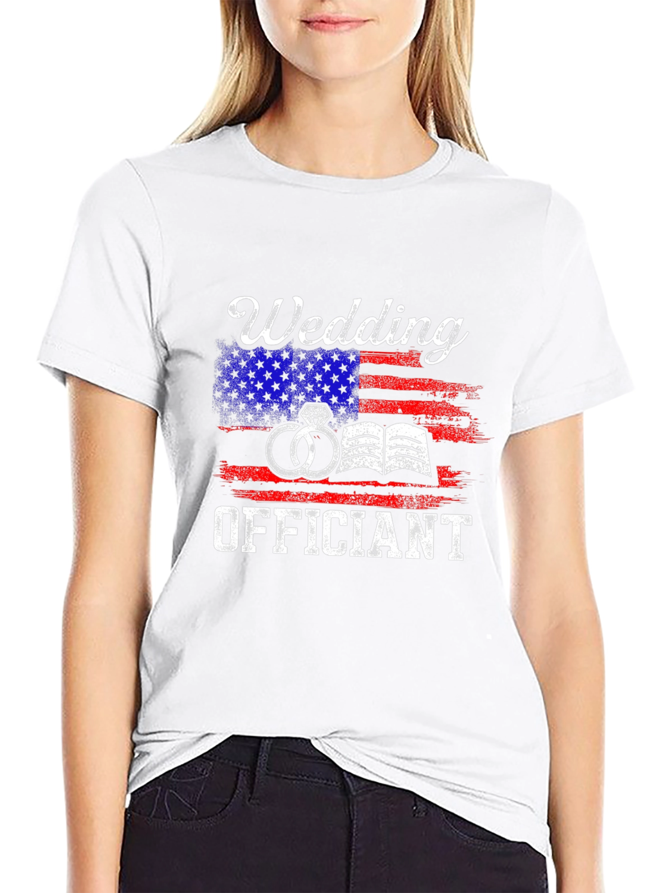 Wedding Officiant American Flag Graphic Tee