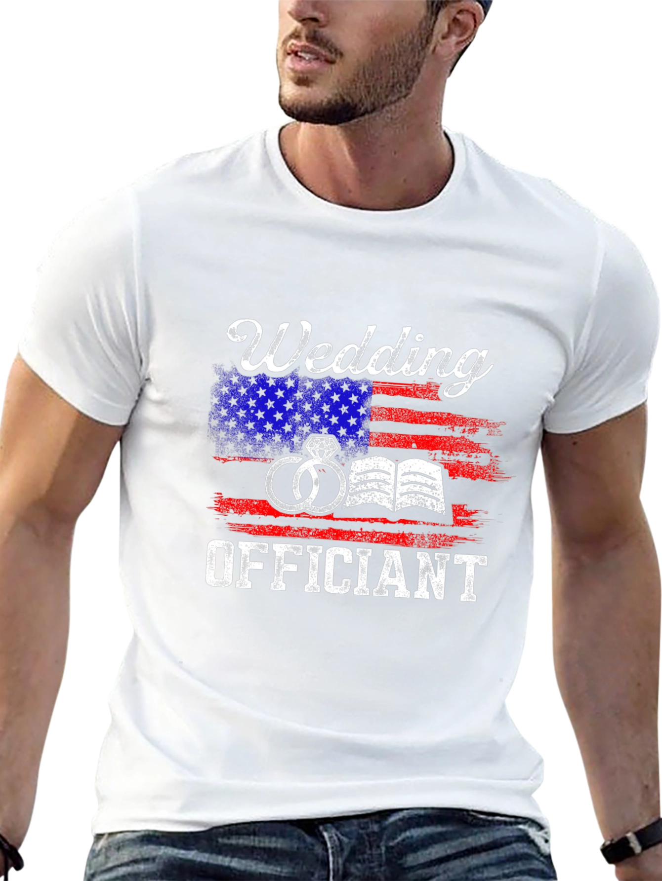 Wedding Officiant American Flag Graphic Tee