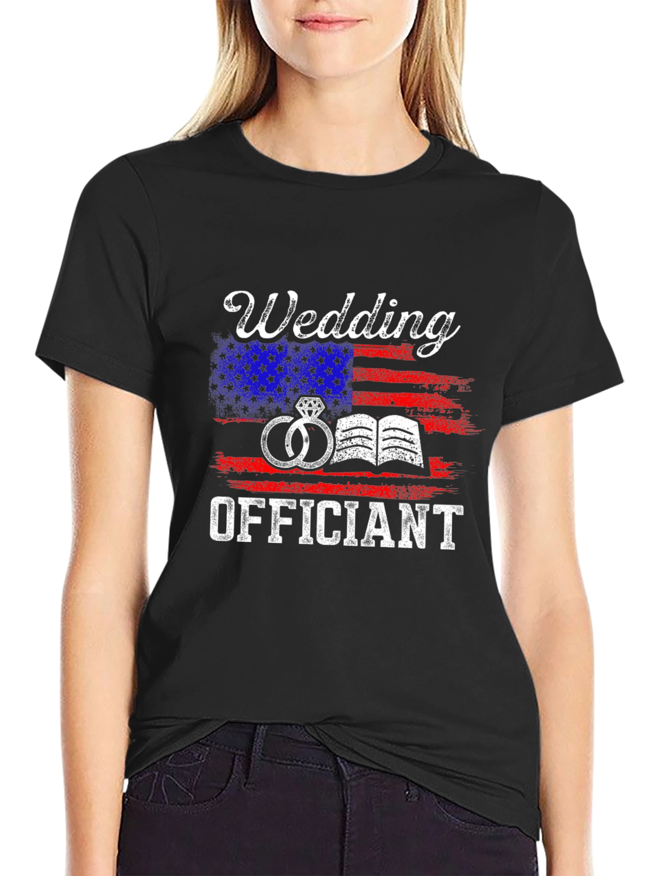 Wedding Officiant American Flag Graphic Tee