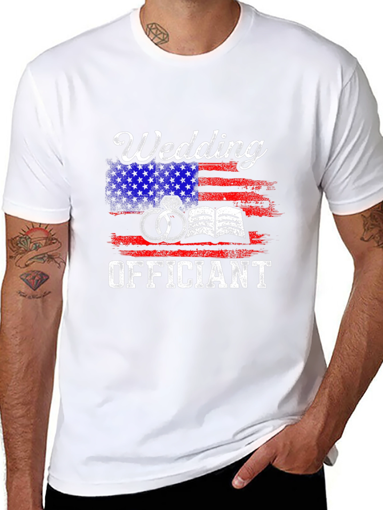 Wedding Officiant American Flag Graphic Tee