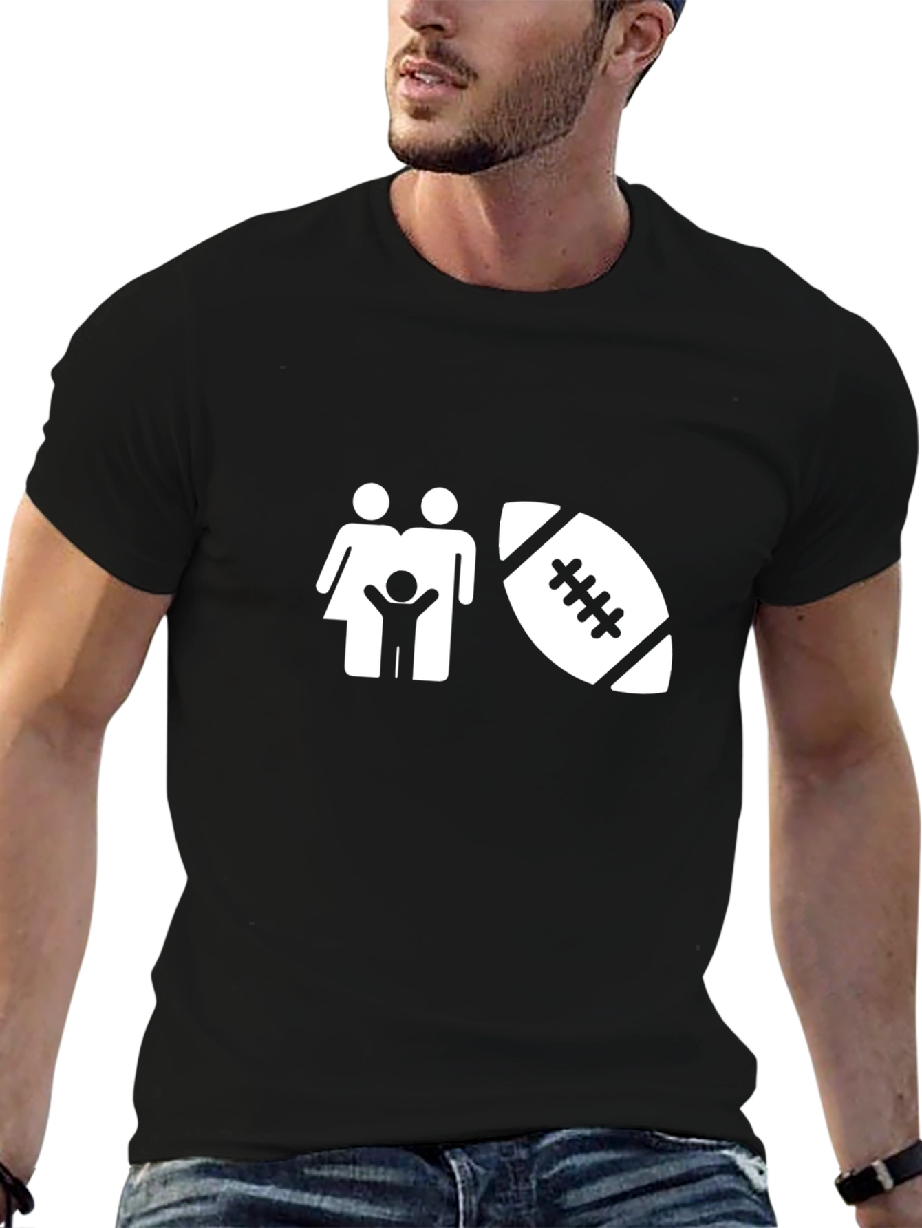 Football Family Black T-Shirt