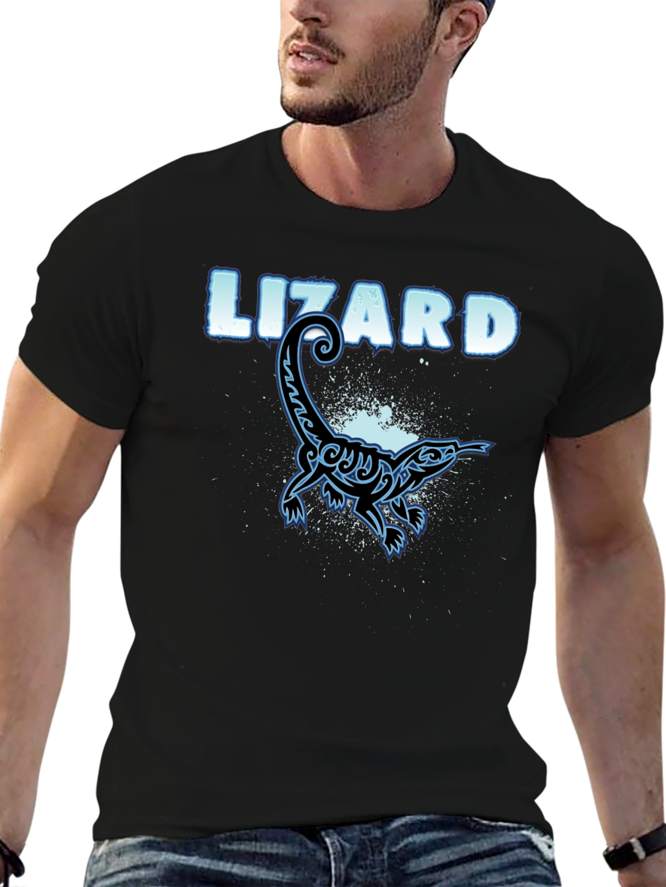 Cool Lizard Graphic T-Shirt - Black Cotton Tee