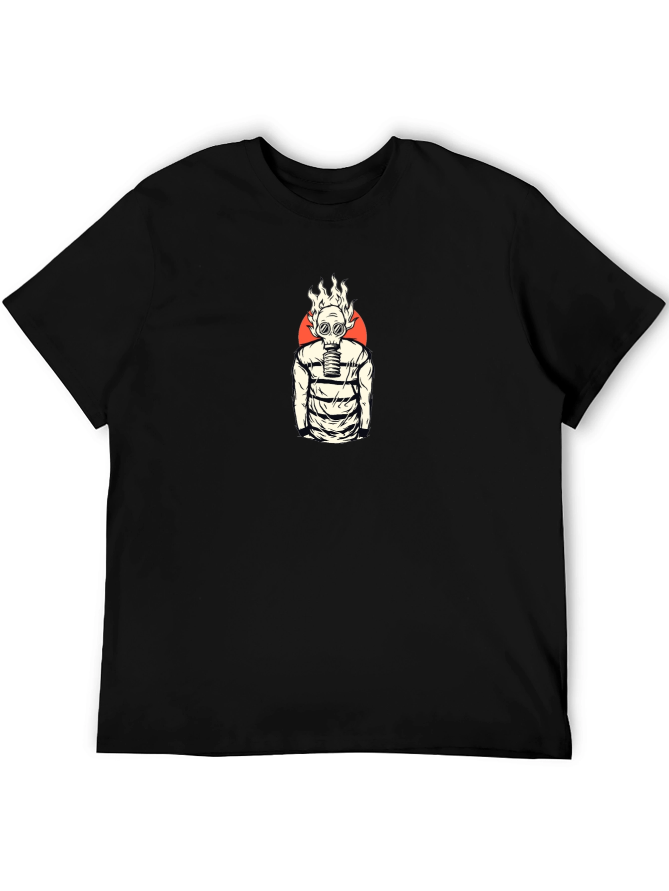 Flaming Gas Mask Graphic Tee - Edgy Streetwear