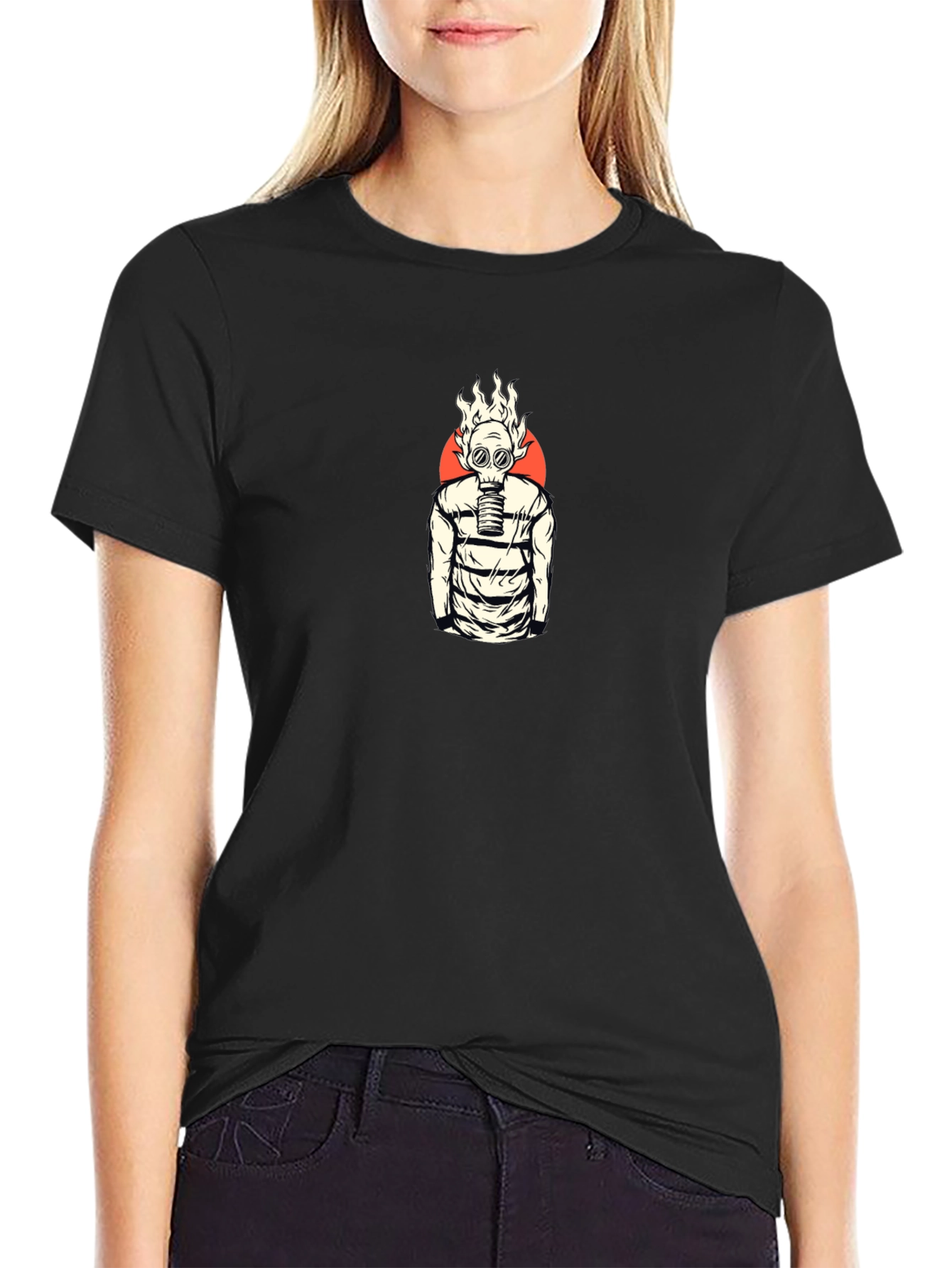 Flaming Gas Mask Graphic Tee - Edgy Streetwear