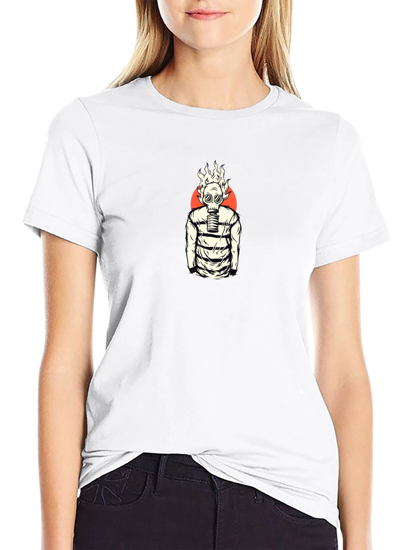 Flaming Gas Mask Graphic Tee - Edgy Streetwear