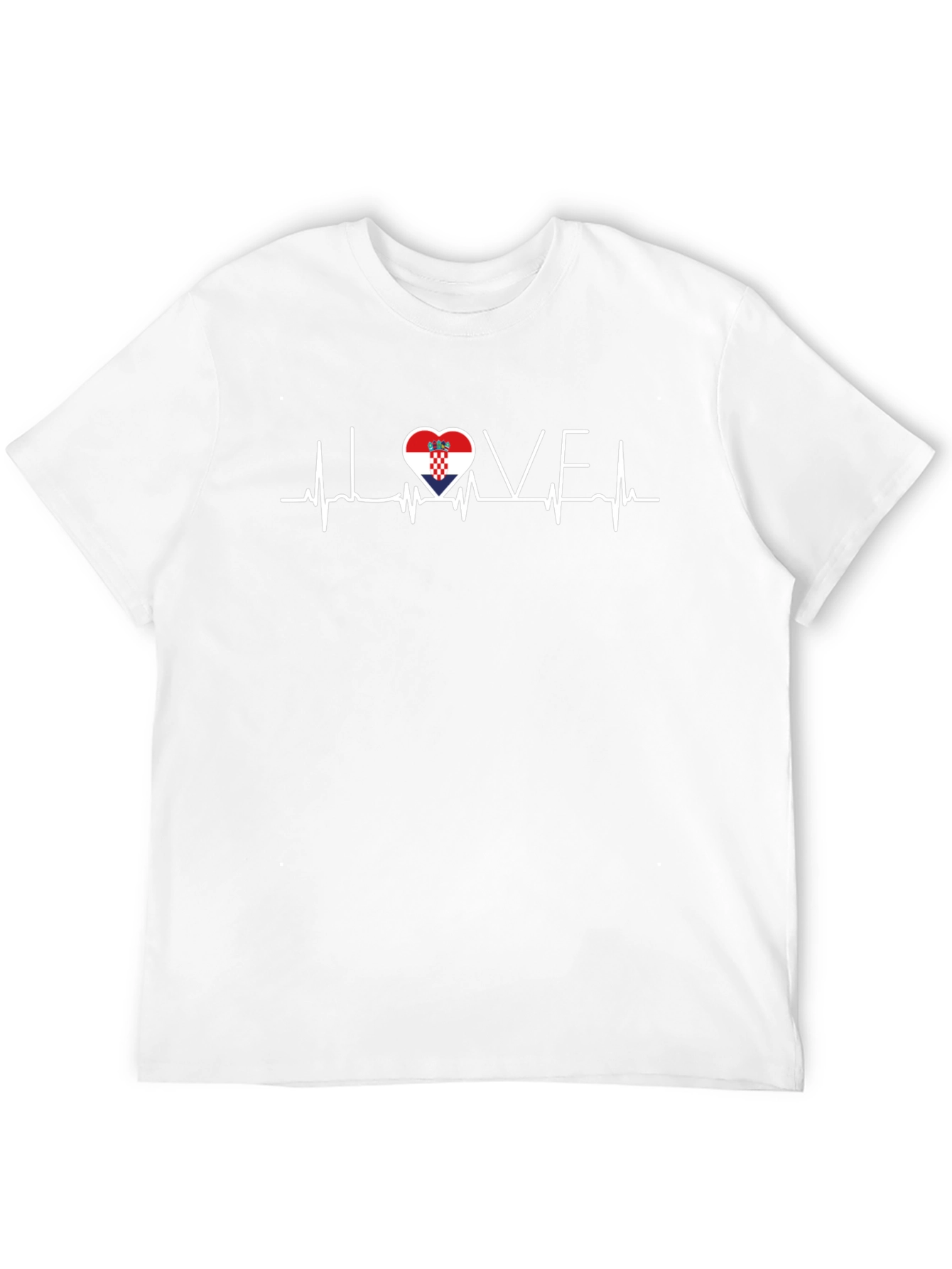 Croatia Love Heartbeat T-Shirt - Black