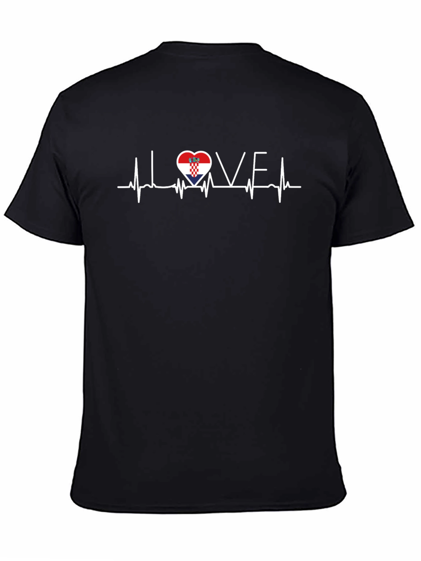 Croatia Love Heartbeat T-Shirt - Black