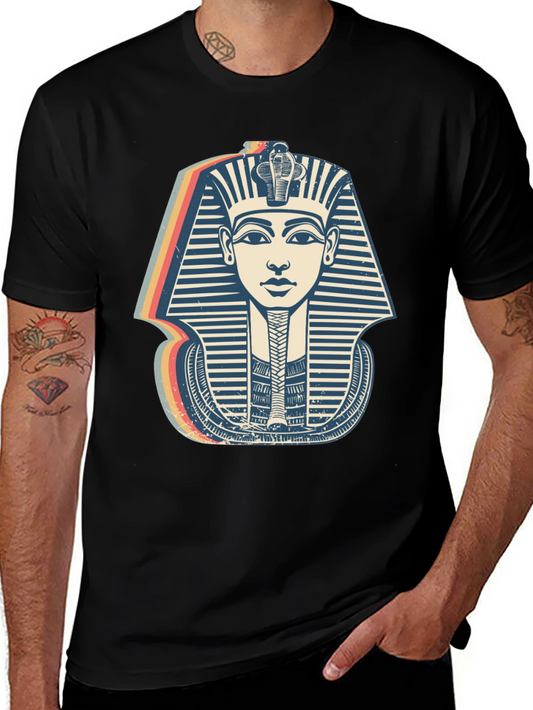 Retro Pharaoh Graphic Tee - Vintage Style Egyptian Shirt