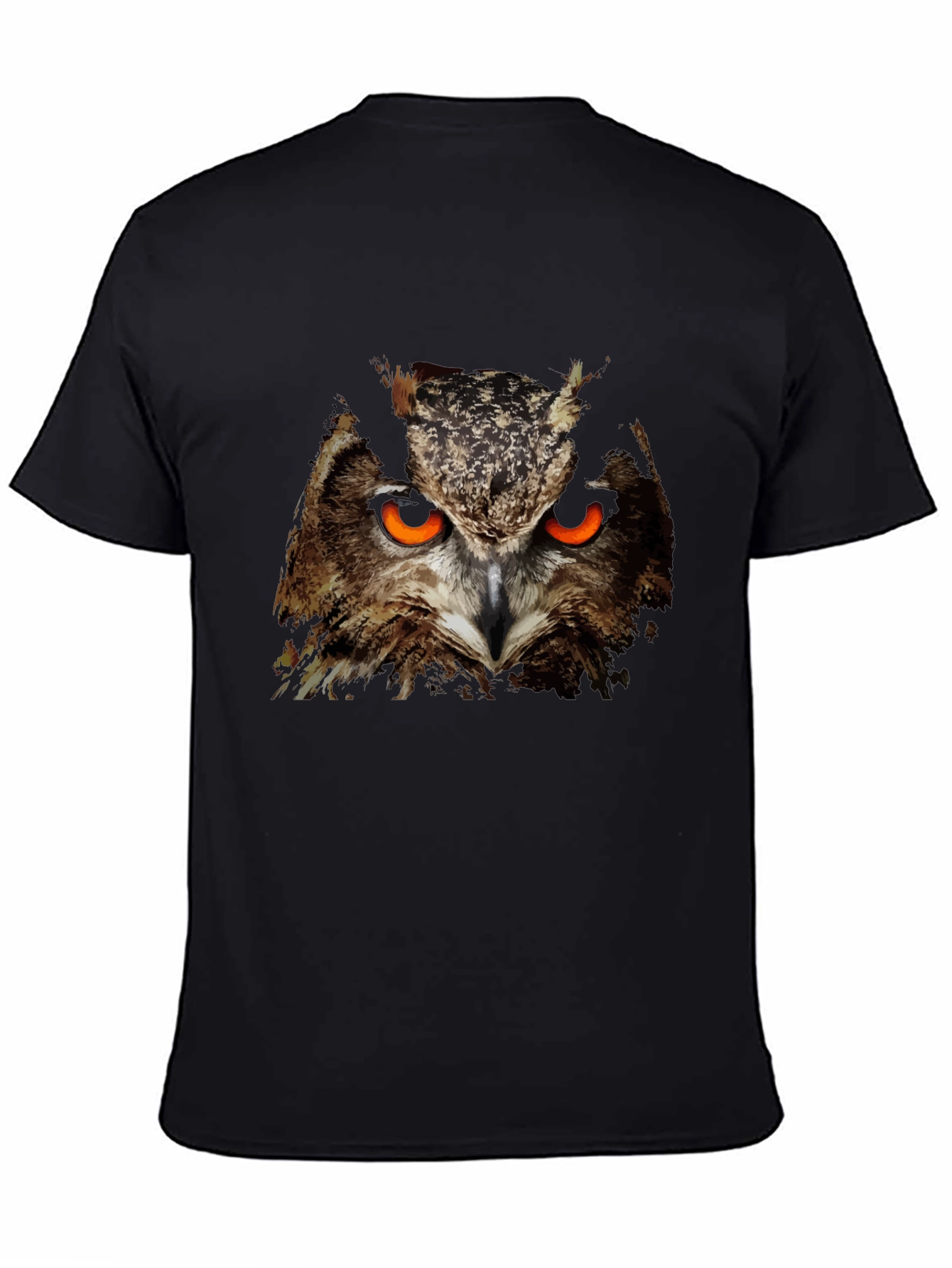 Mens Black Owl Graphic T-Shirt