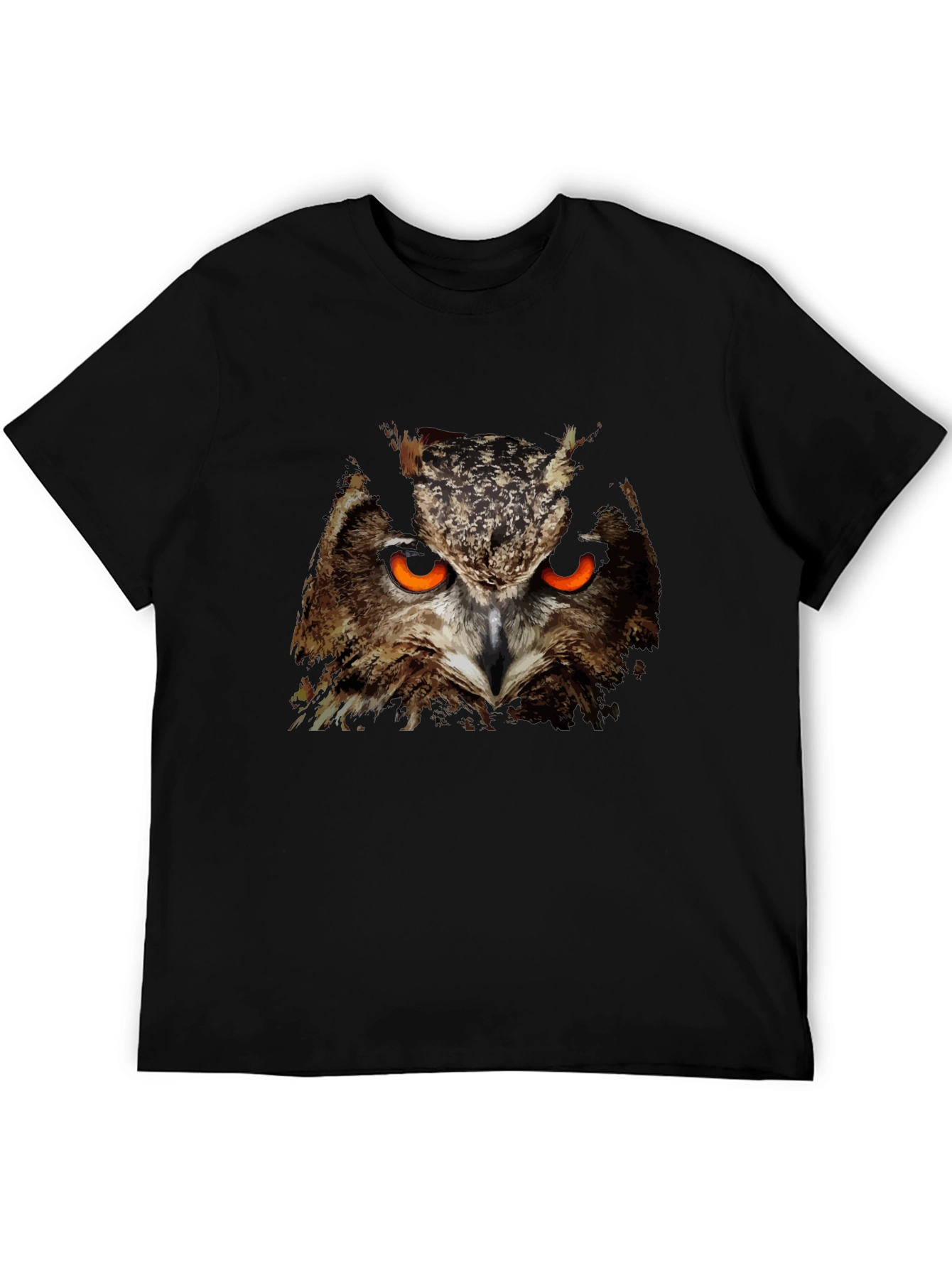 Mens Black Owl Graphic T-Shirt