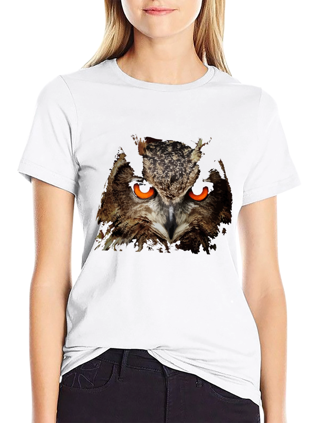 Mens Black Owl Graphic T-Shirt