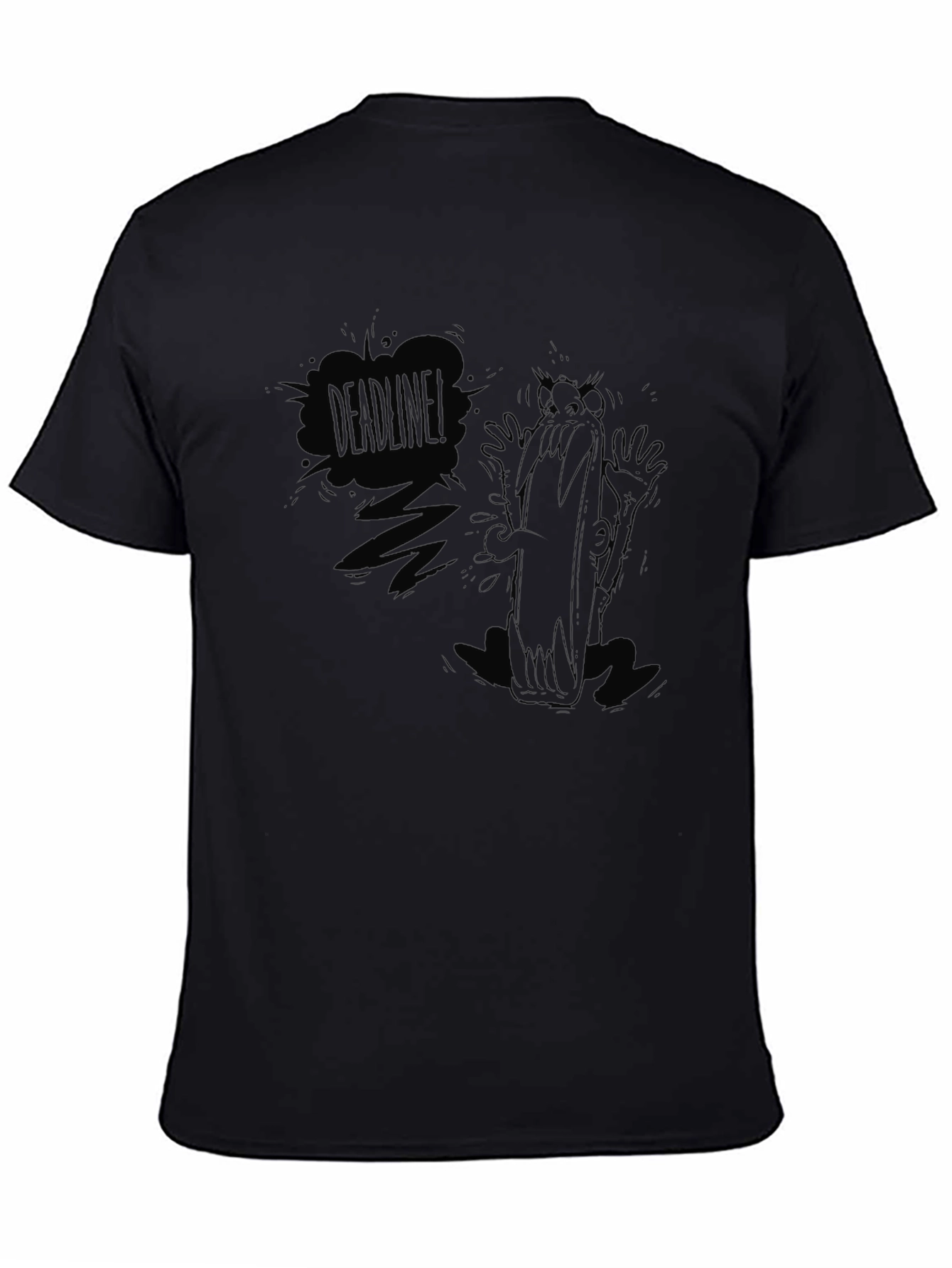 Deadline Cartoon Graphic Black T-Shirt
