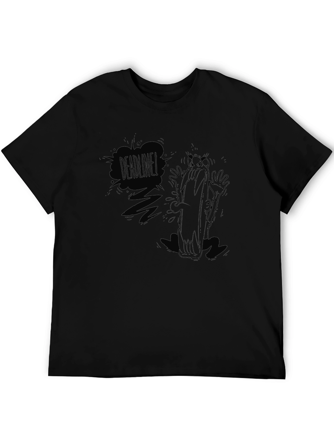 Deadline Cartoon Graphic Black T-Shirt