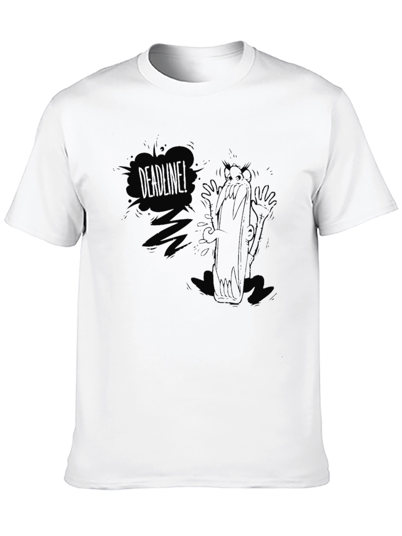 Deadline Cartoon Graphic Black T-Shirt