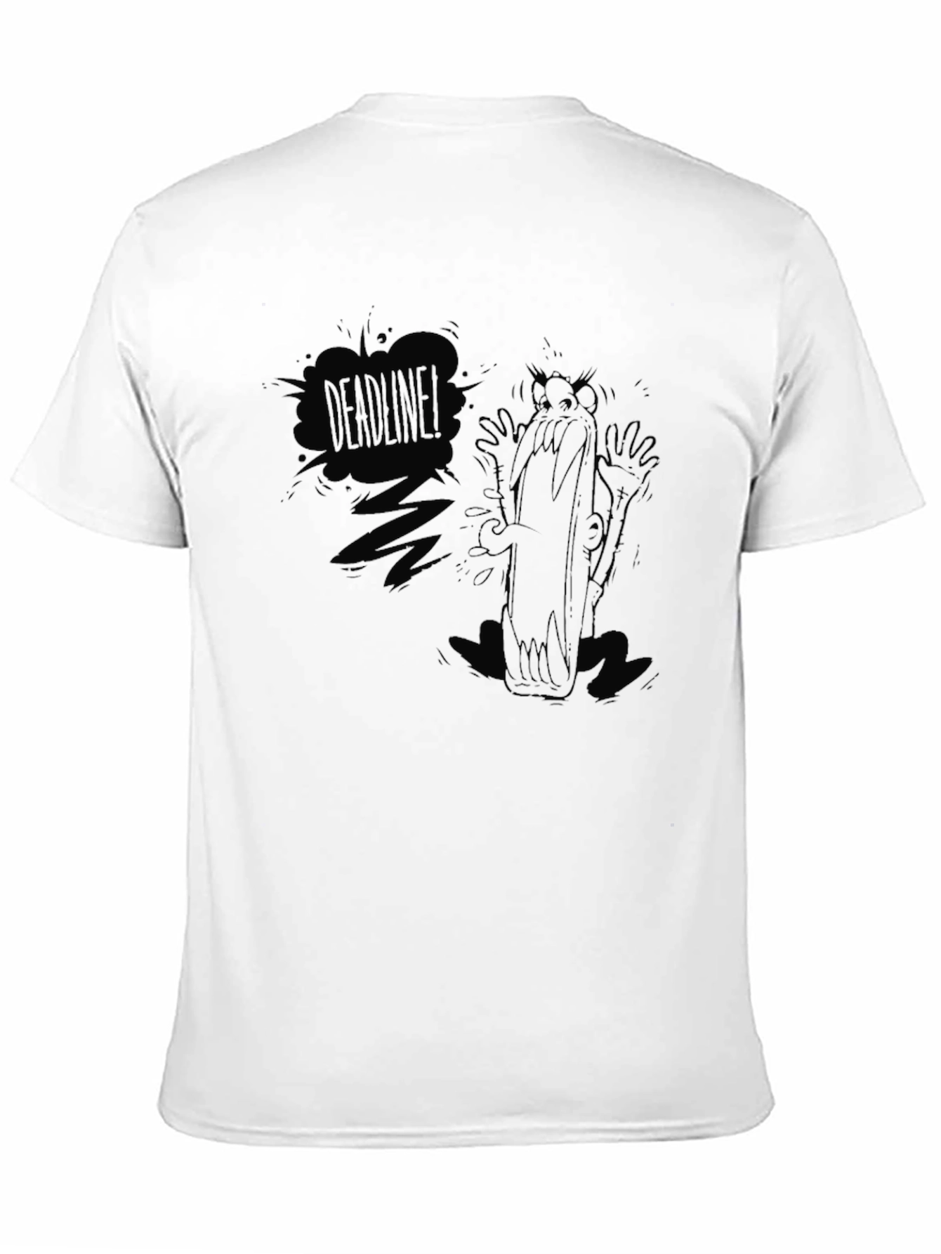 Deadline Cartoon Graphic Black T-Shirt
