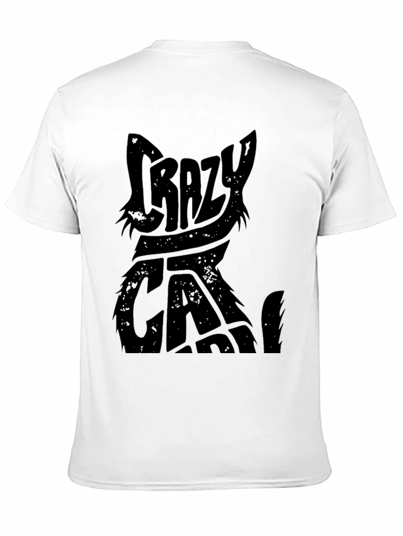 Crazy Cat Graphic Print Black T-Shirt