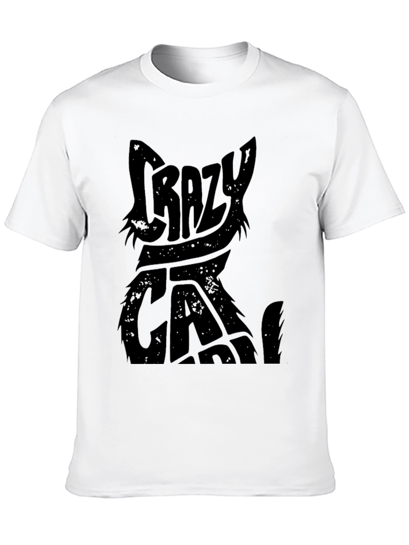 Crazy Cat Graphic Print Black T-Shirt
