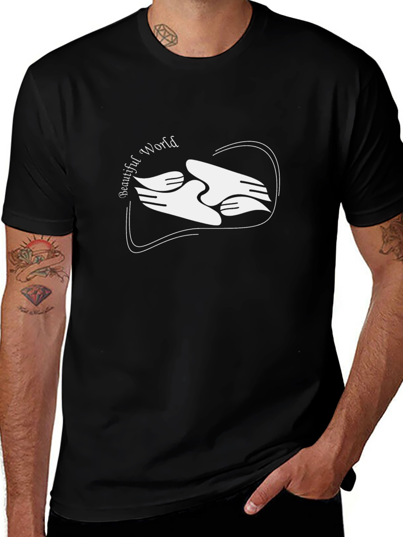 Black Graphic Tee - Beautiful World Design