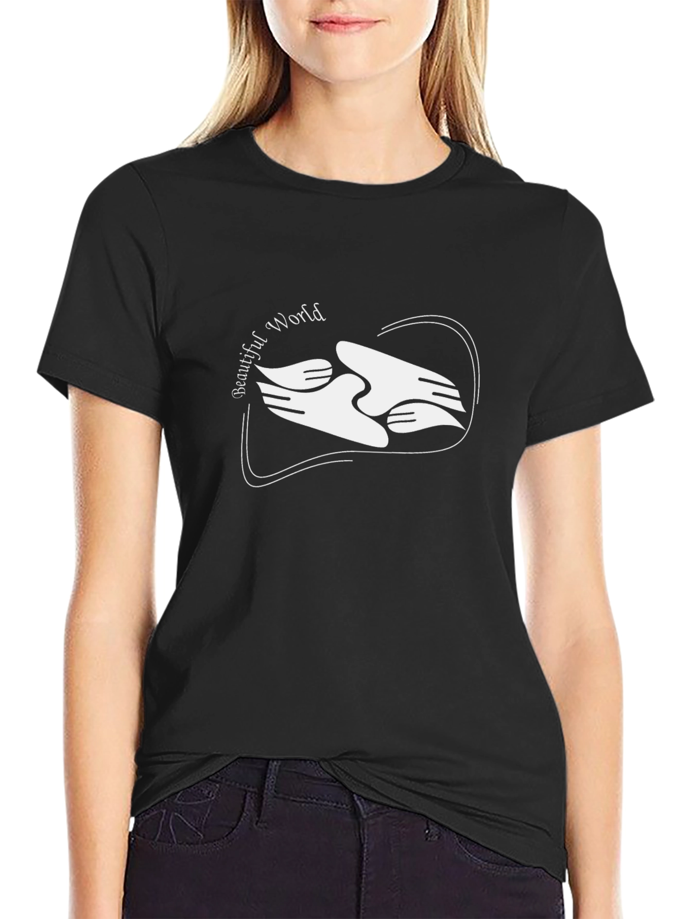 Black Graphic Tee - Beautiful World Design