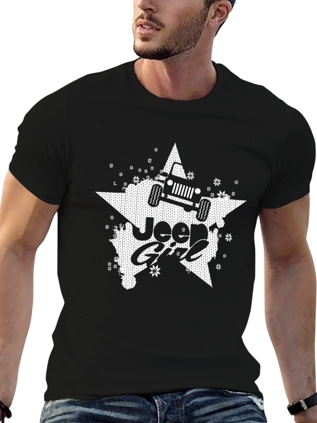 Jeep Girl Star Graphic Tee - Black