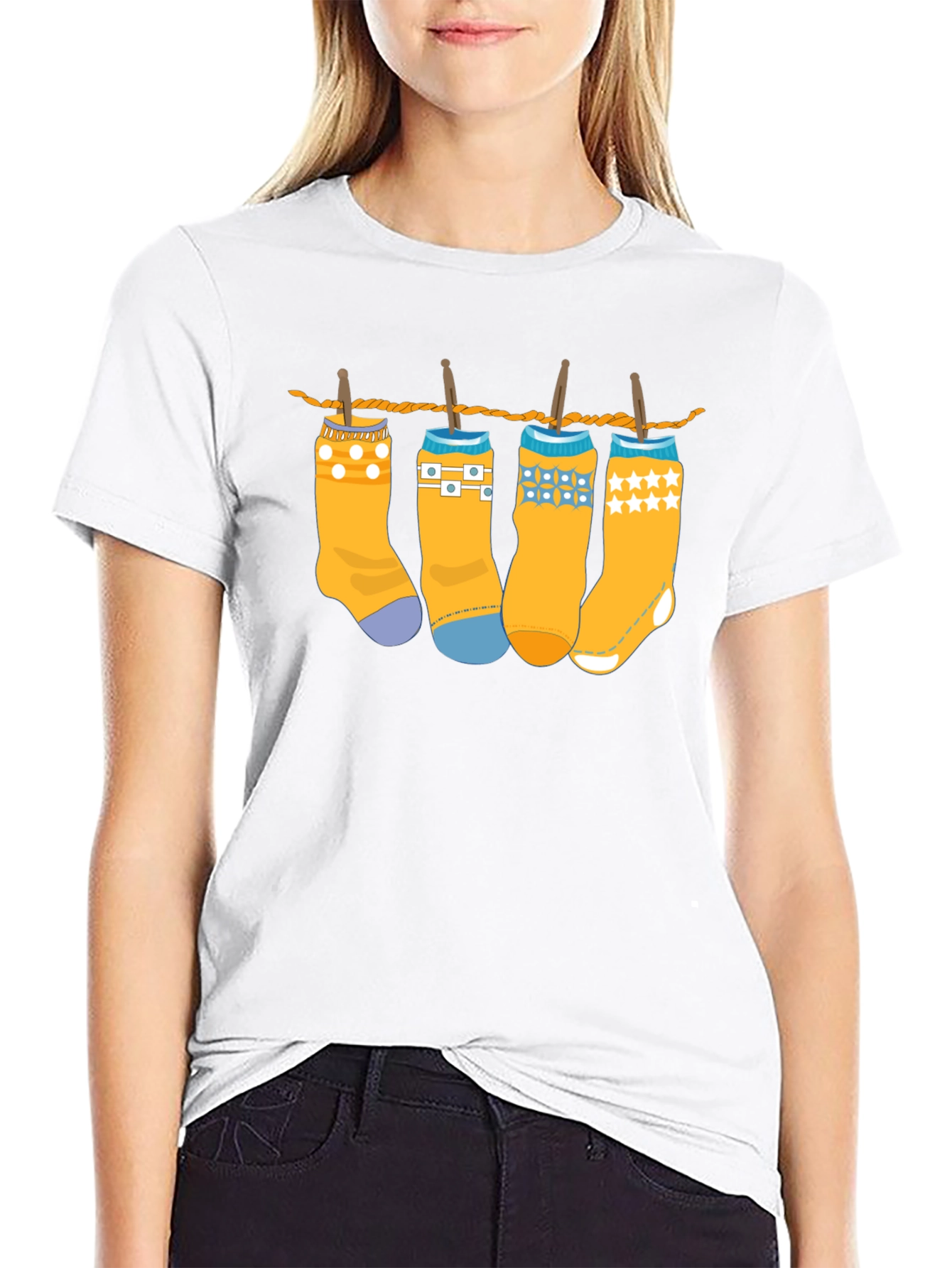 Novelty Socks on Clothesline Graphic Tee - Unisex