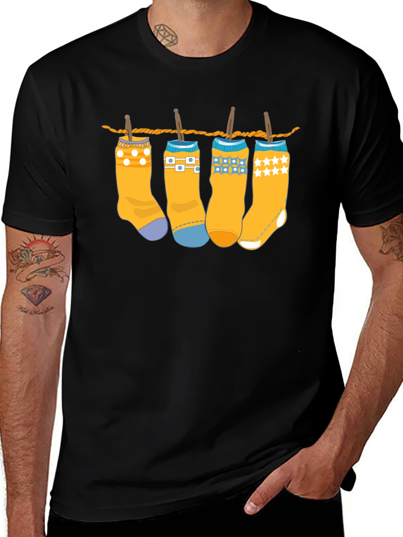 Novelty Socks on Clothesline Graphic Tee - Unisex