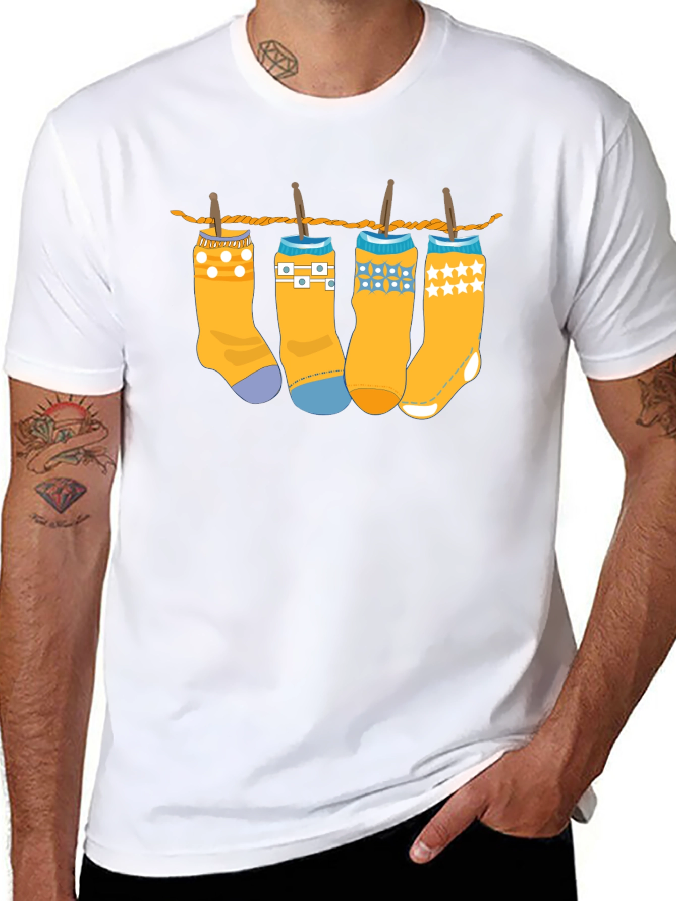 Novelty Socks on Clothesline Graphic Tee - Unisex