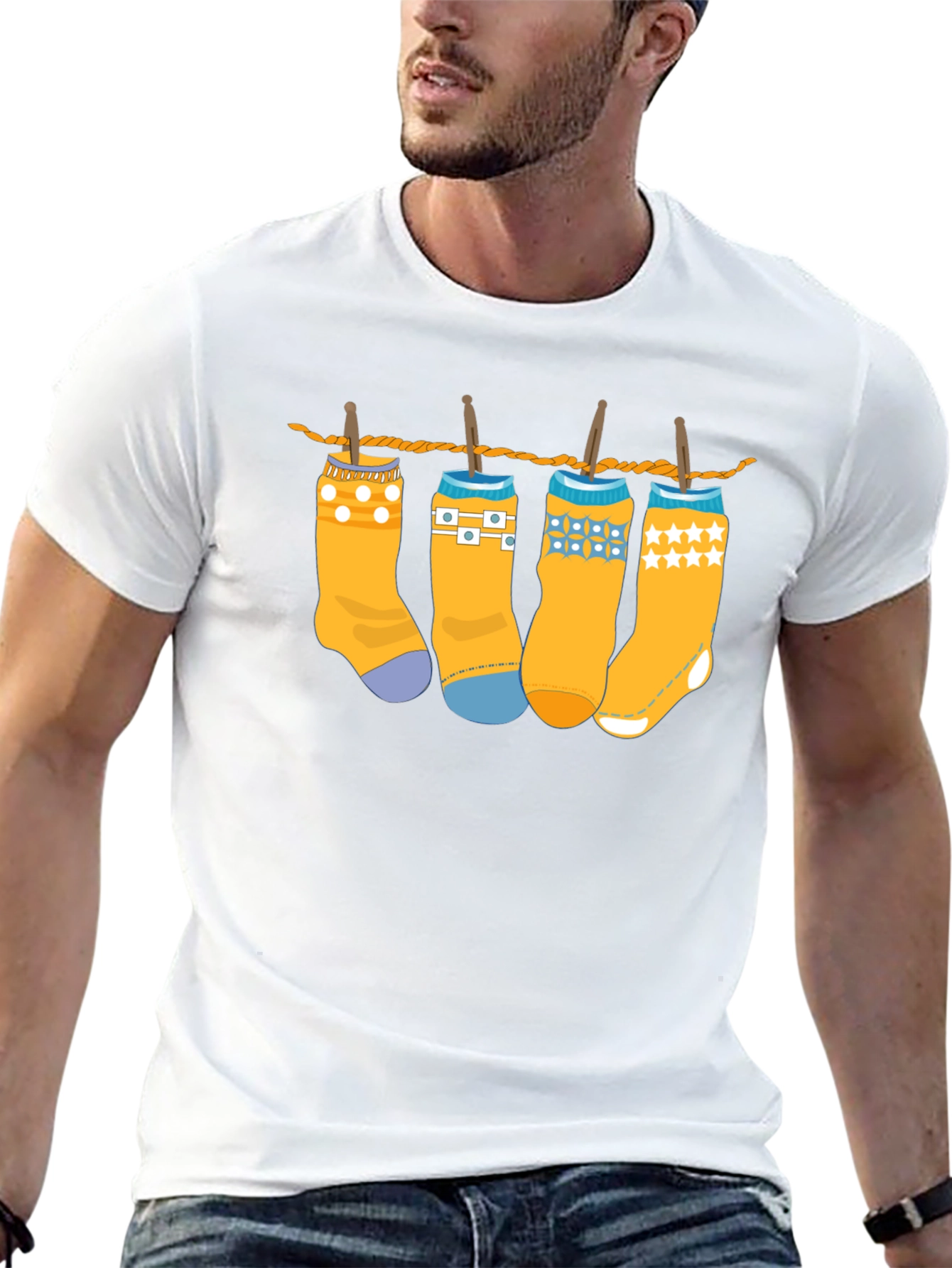 Novelty Socks on Clothesline Graphic Tee - Unisex