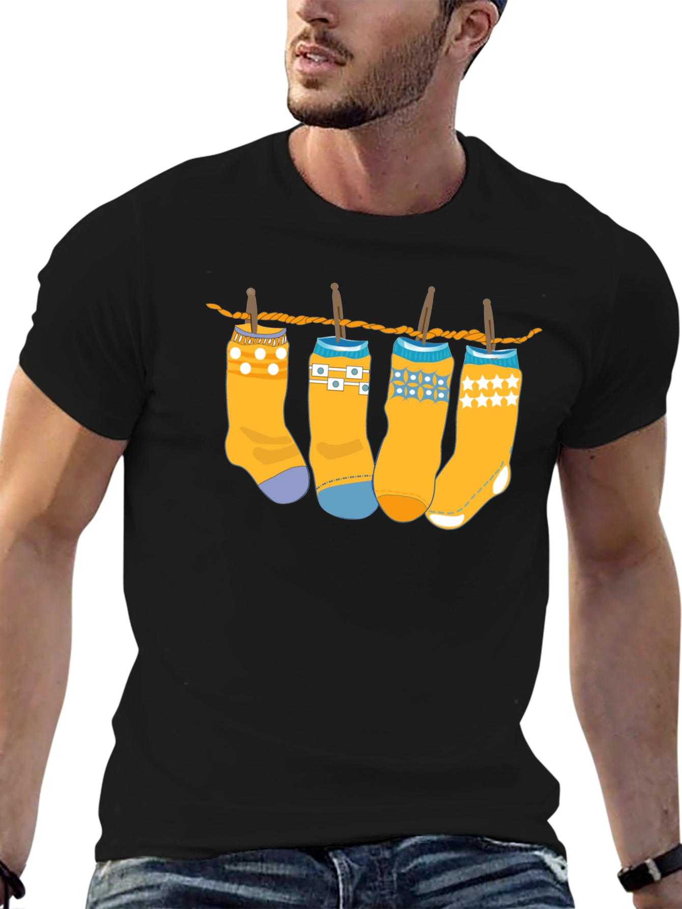 Novelty Socks on Clothesline Graphic Tee - Unisex