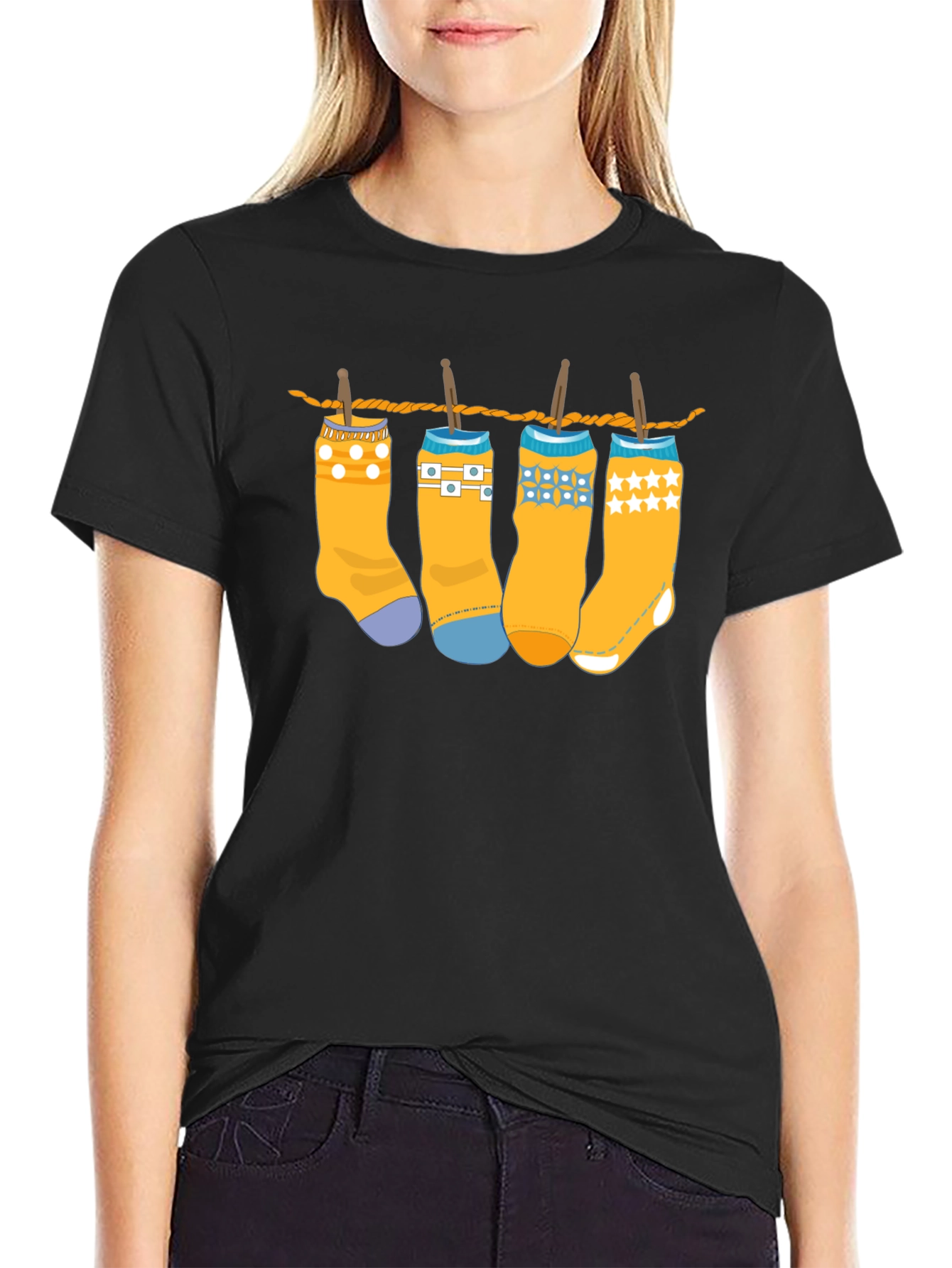 Novelty Socks on Clothesline Graphic Tee - Unisex