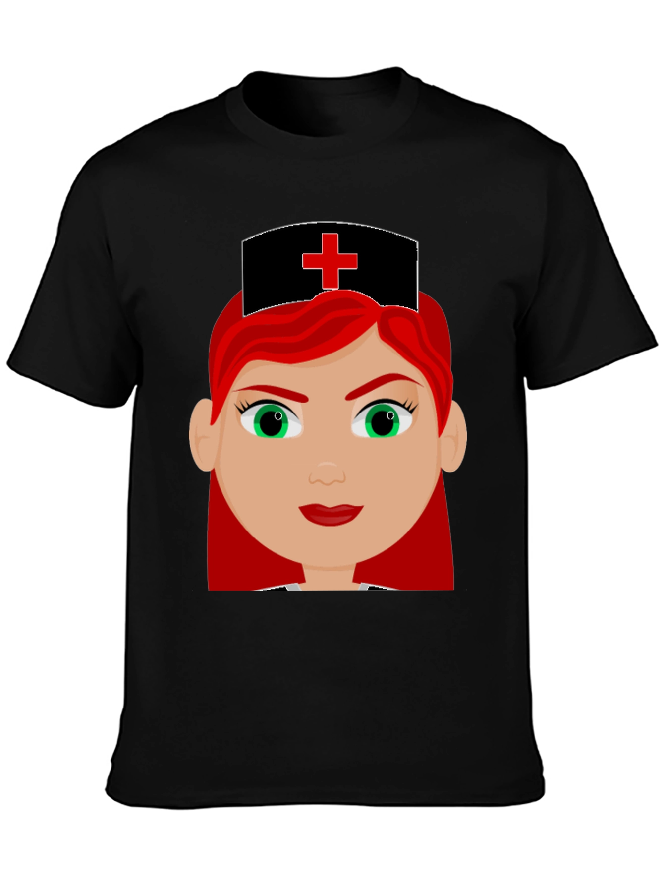 Cartoon Nurse Graphic Tee - Unisex Black T-Shirt