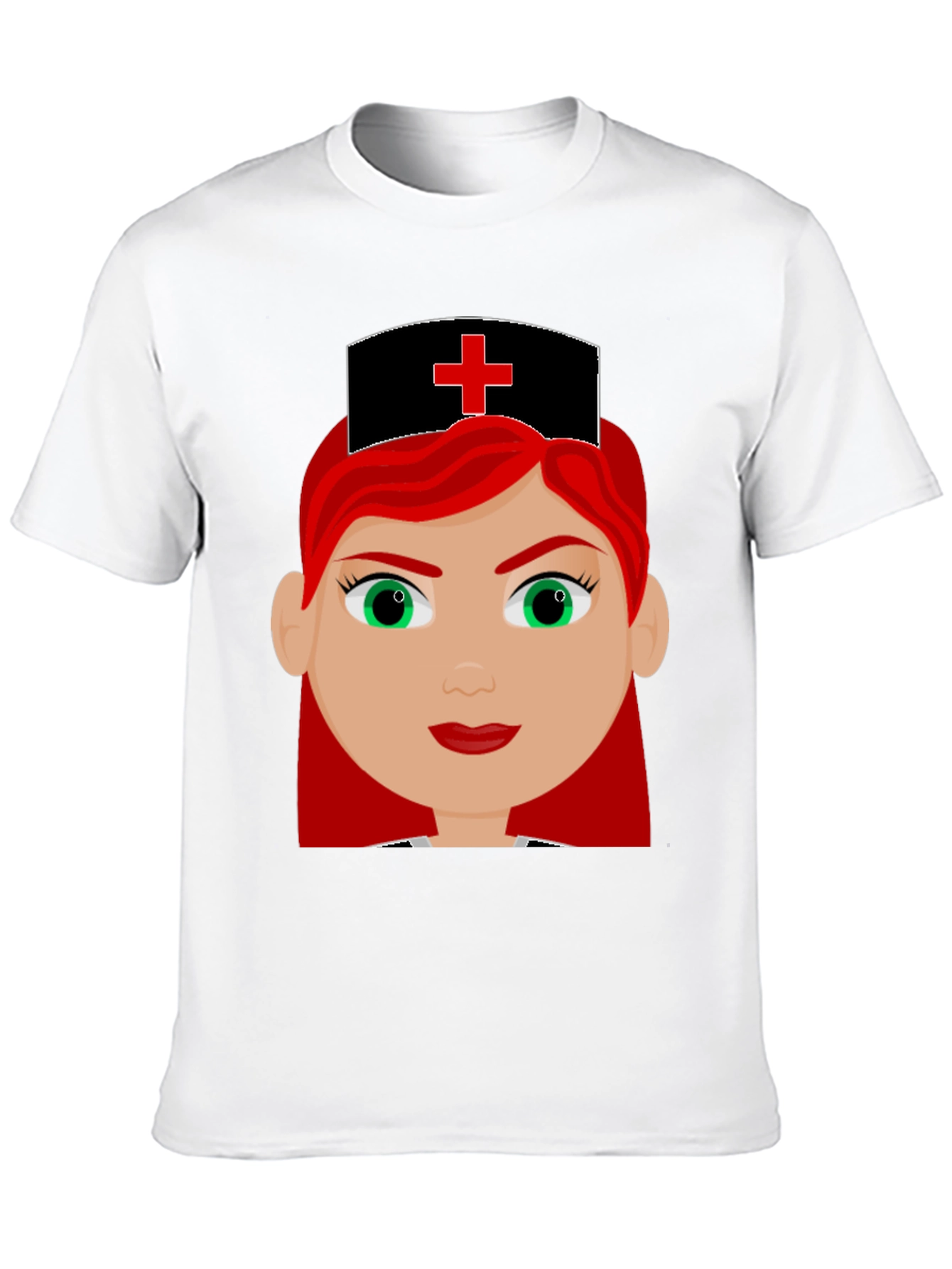 Cartoon Nurse Graphic Tee - Unisex Black T-Shirt