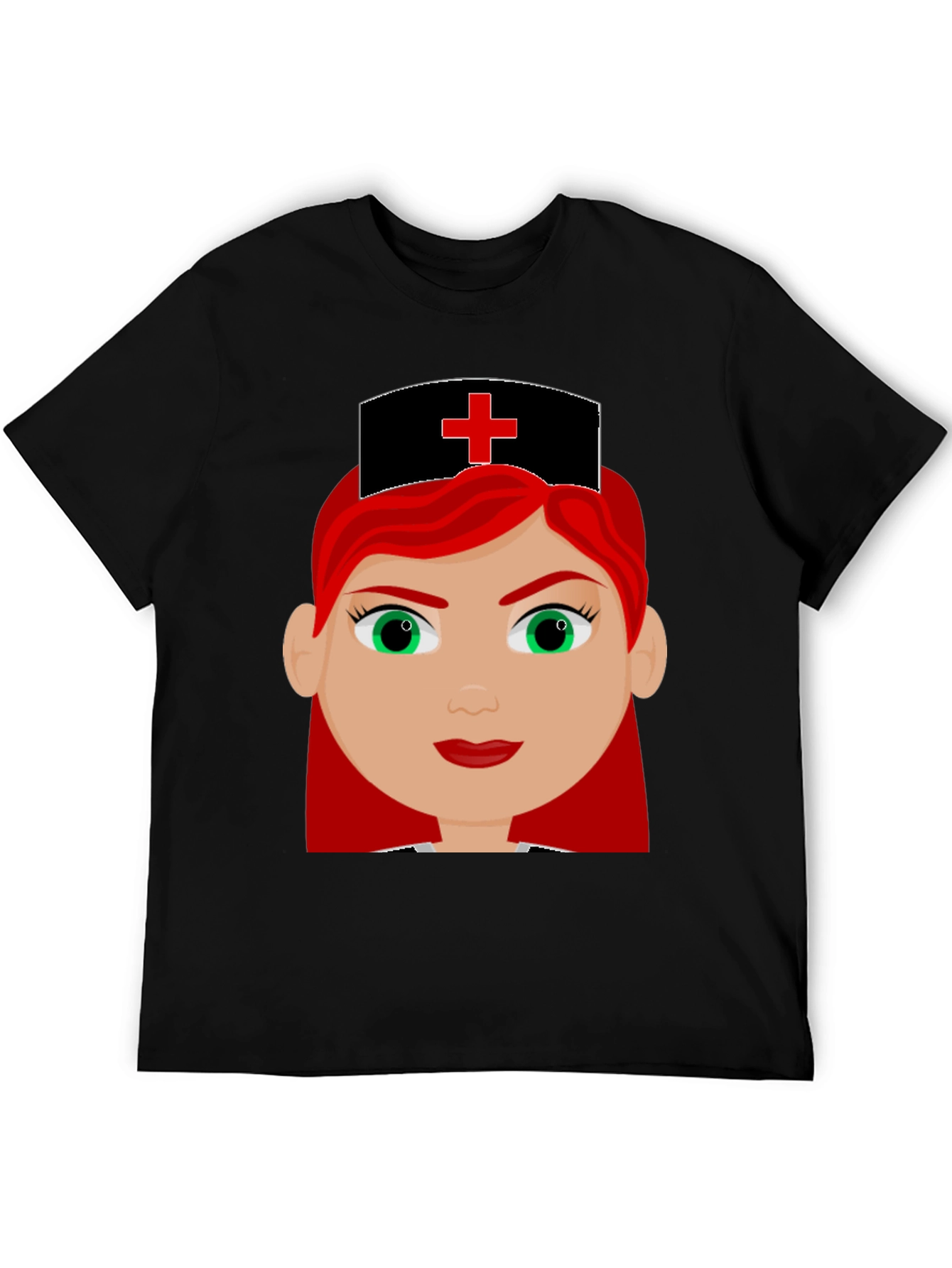 Cartoon Nurse Graphic Tee - Unisex Black T-Shirt