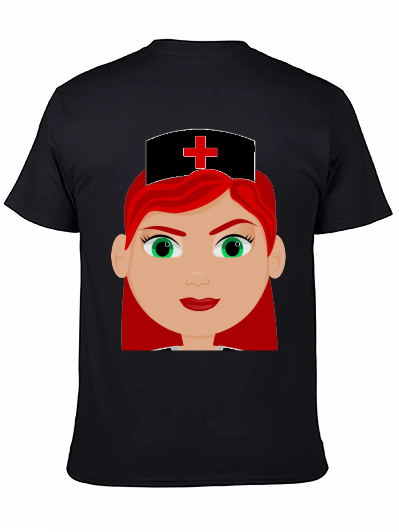 Cartoon Nurse Graphic Tee - Unisex Black T-Shirt