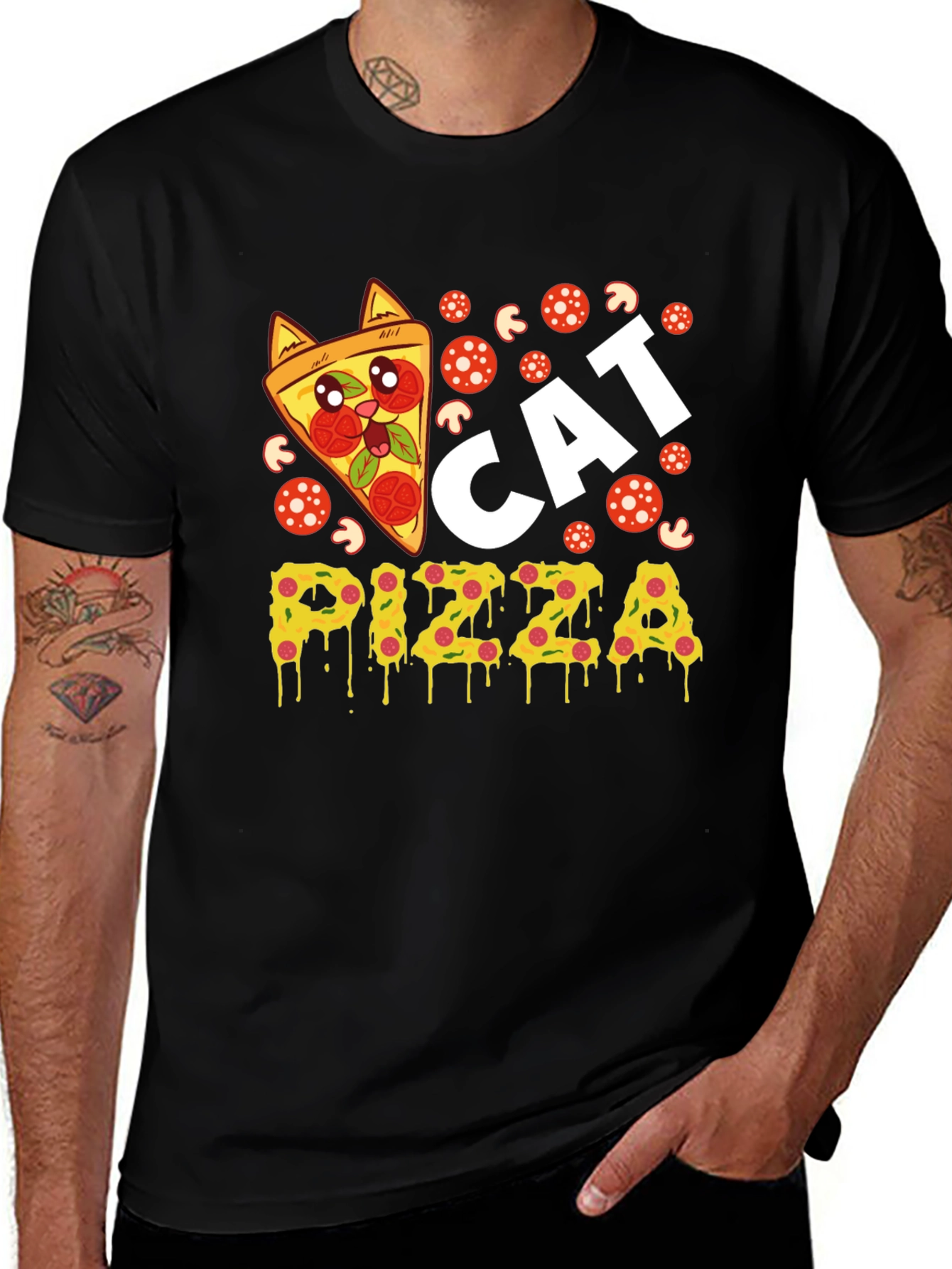 Cat Pizza Graphic Tee - Fun Novelty T-Shirt