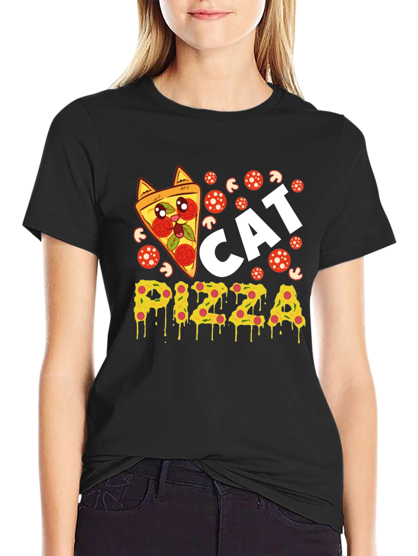 Cat Pizza Graphic Tee - Fun Novelty T-Shirt