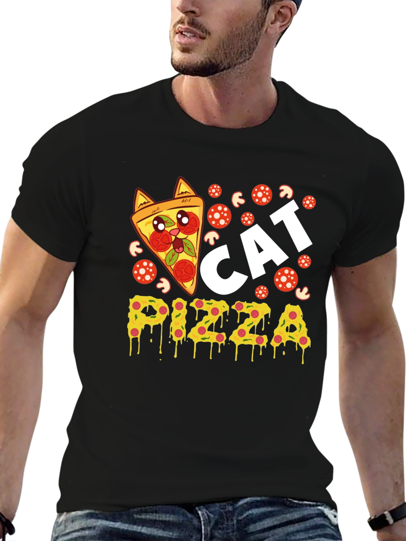 Cat Pizza Graphic Tee - Fun Novelty T-Shirt