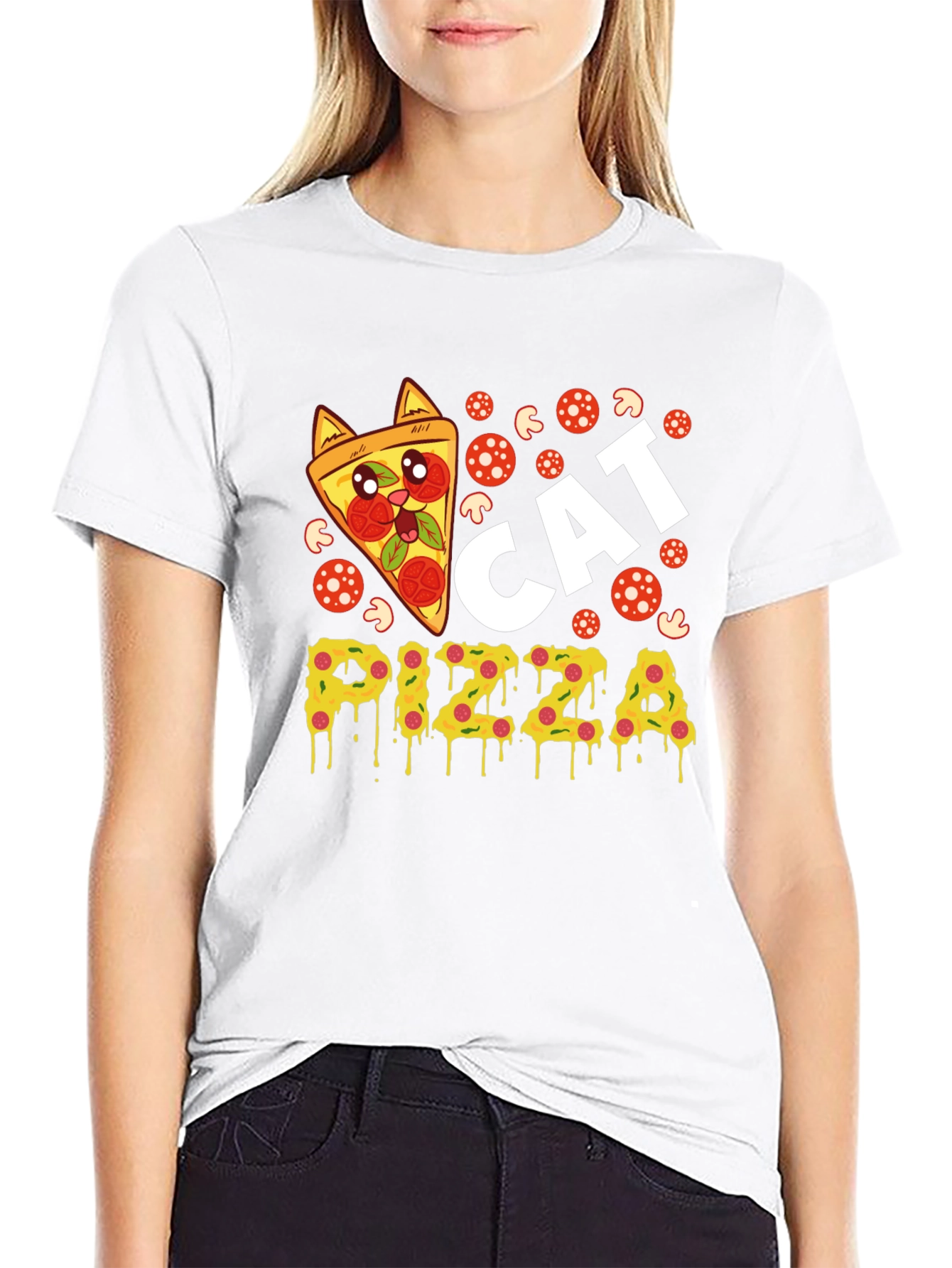 Cat Pizza Graphic Tee - Fun Novelty T-Shirt