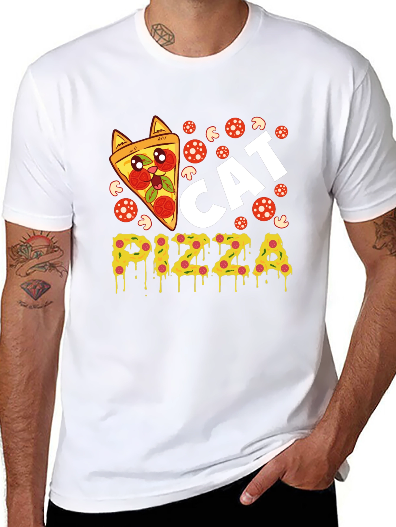 Cat Pizza Graphic Tee - Fun Novelty T-Shirt