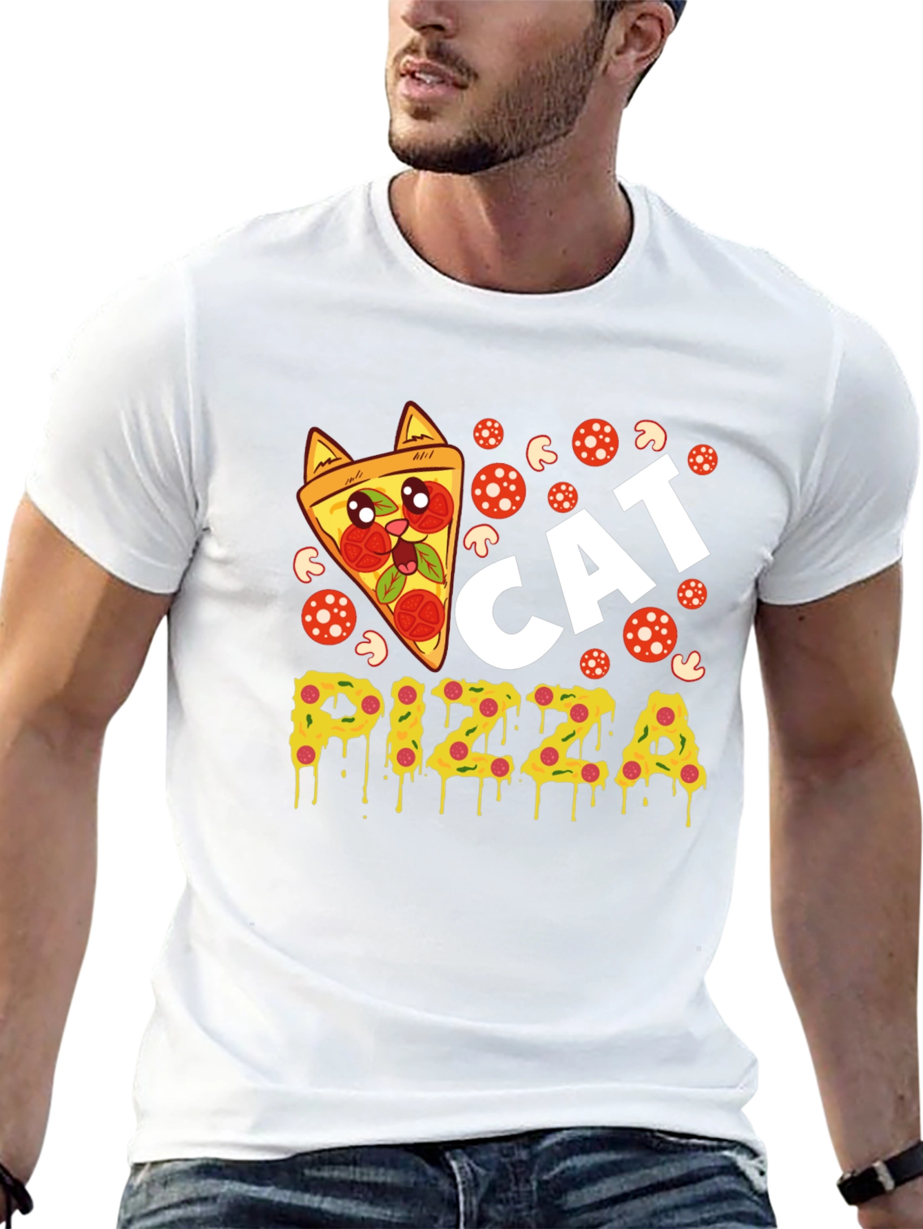 Cat Pizza Graphic Tee - Fun Novelty T-Shirt