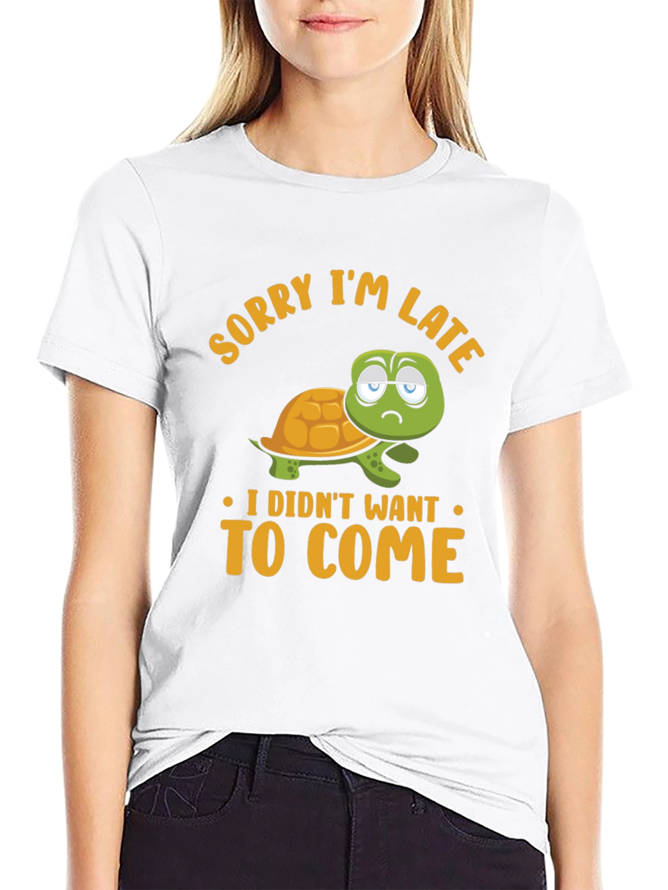 Funny Turtle Graphic T-Shirt - Sorry Im Late