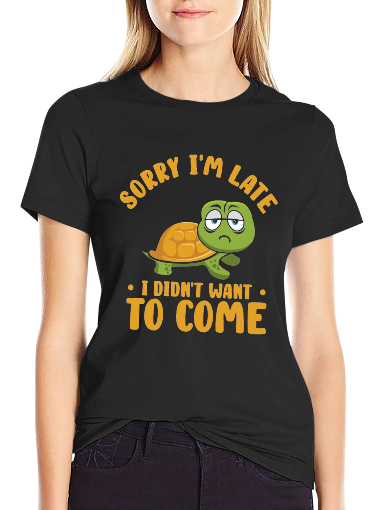Funny Turtle Graphic T-Shirt - Sorry Im Late