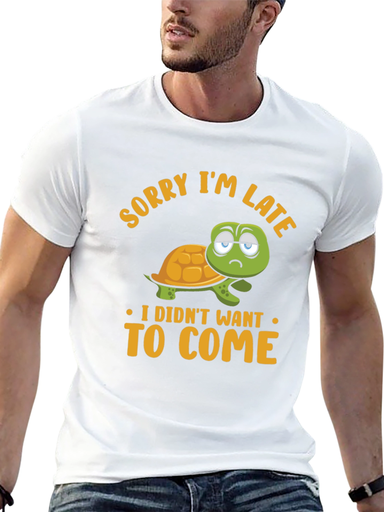 Funny Turtle Graphic T-Shirt - Sorry Im Late