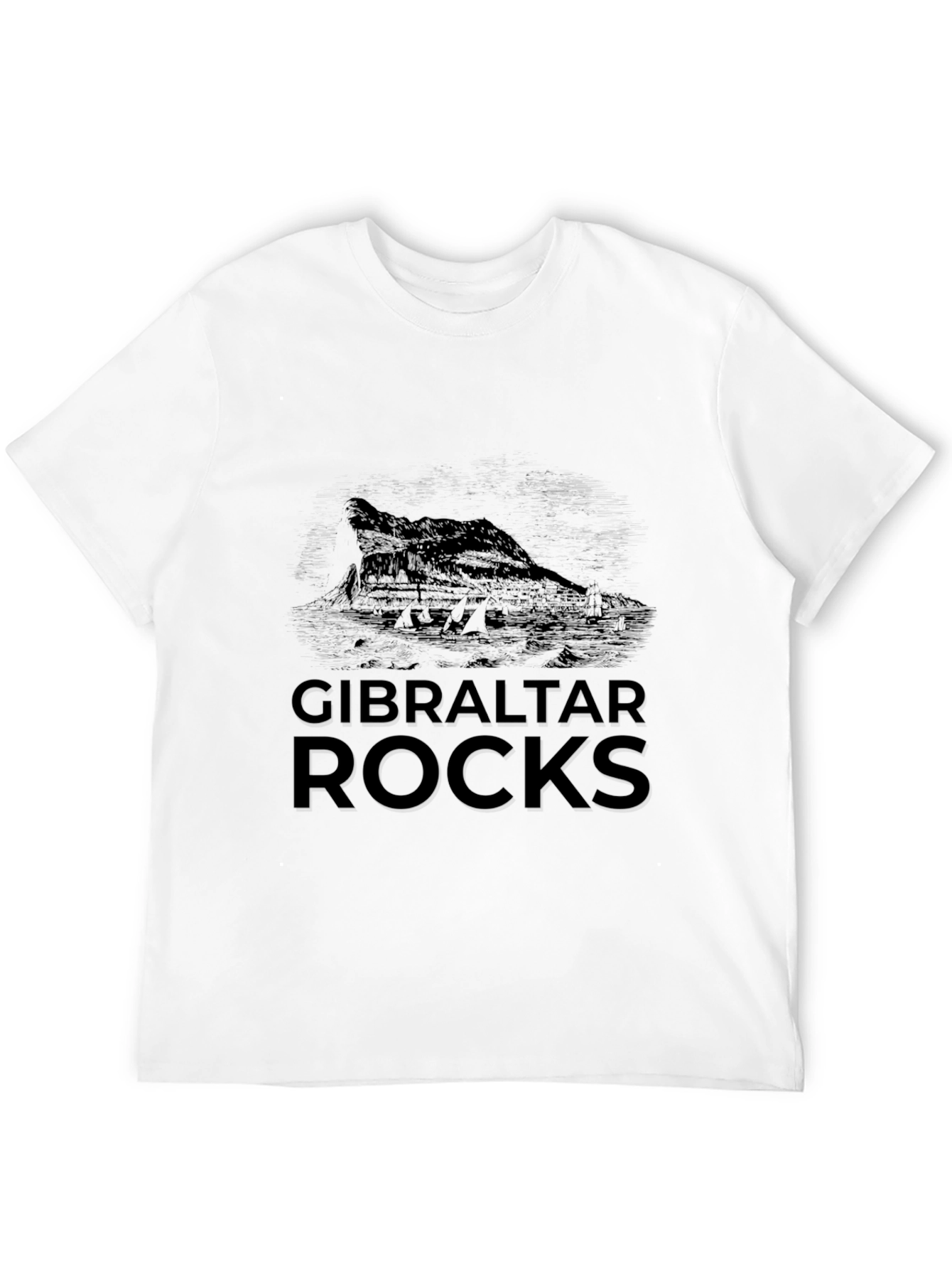 Gibraltar Rocks Graphic Tee - Black Cotton Casual T-Shirt
