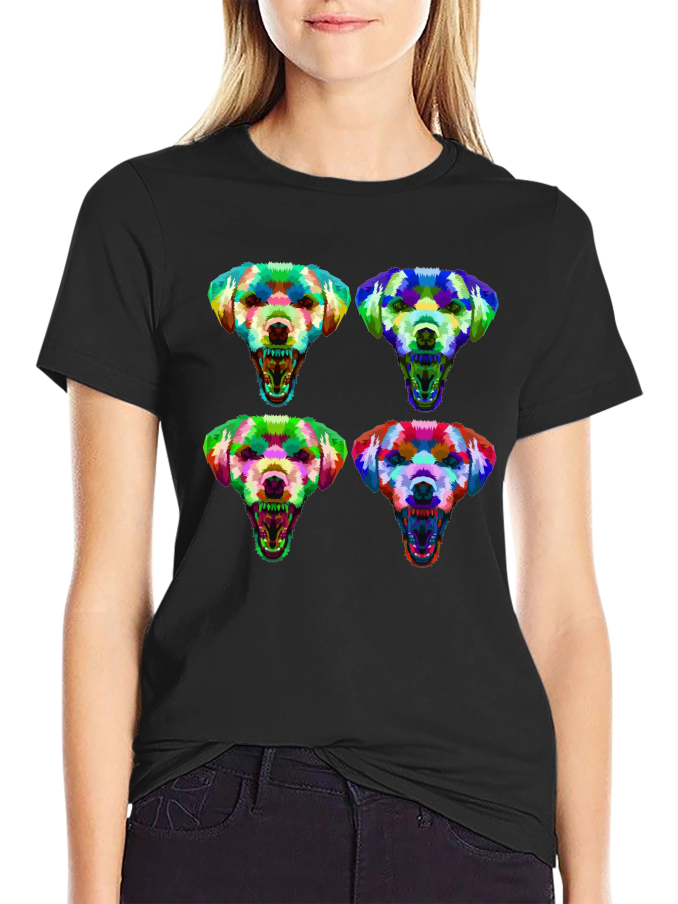 Colorful Dog Head T-Shirt