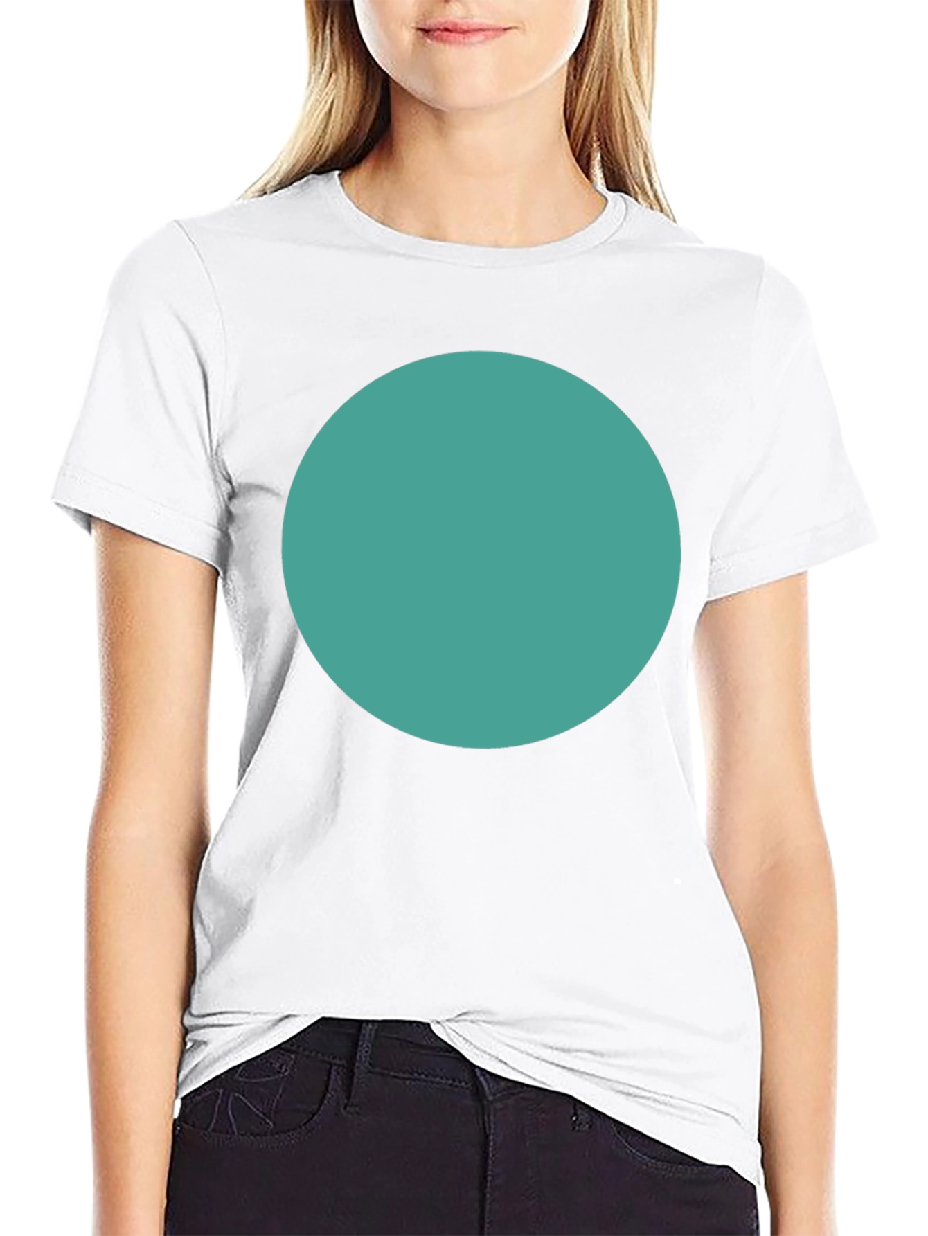 Minimalist Black T-Shirt with Teal Circle Design
